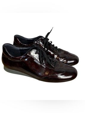 Mephisto Dark Brown Lace Up Comfort Walking Leather Flat Shoes Sz 7